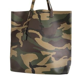 Saint Laurent Large Camo Tote Bag + Pouch, Dust Bag - Tan Green Brown - YSL Yves